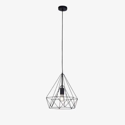 Skeletal Open Frame Pendant Light - Industrial Metal Pendant Lamp for Interior Lighting or Workspace