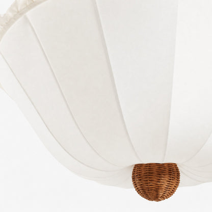 Wickara Ceiling Light Wicker Parasol Shade – Mixed-Material Ceiling Fixture for Living Room or Hallway