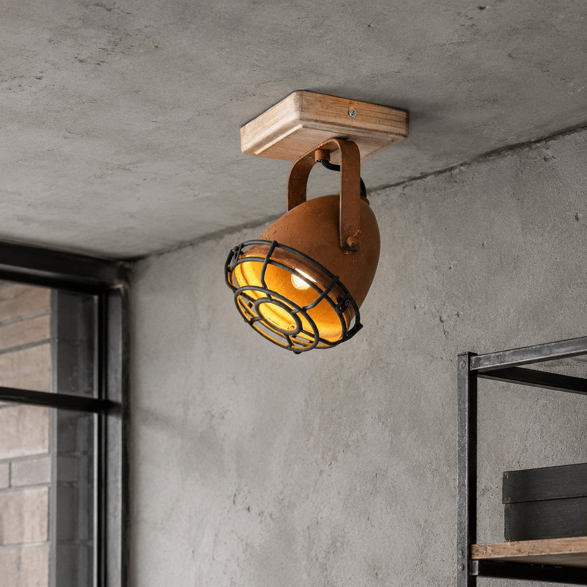 Rust Industrial GU10 Ceiling Spotlight