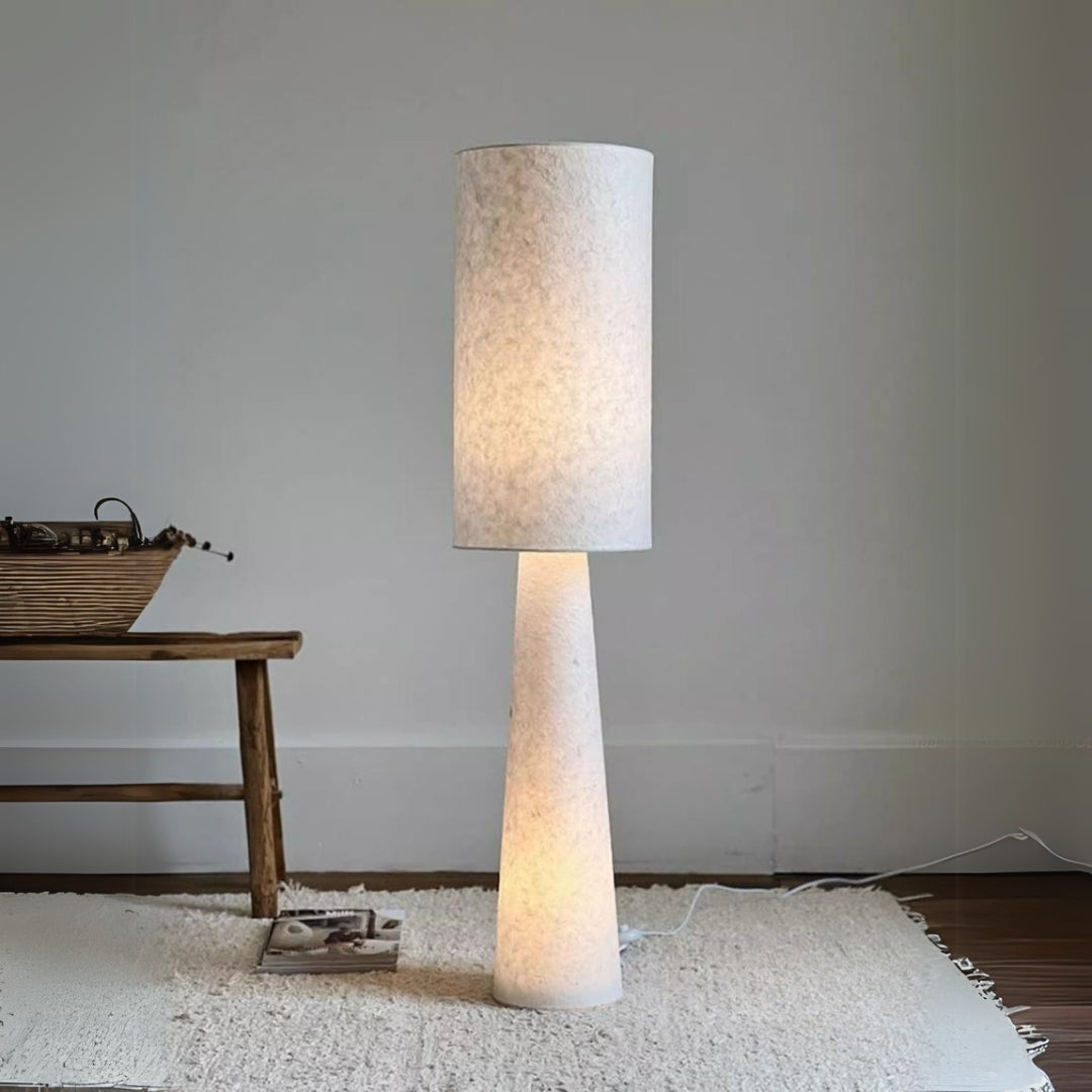 Rustikale zylindrische Leinen Stehlampe für Wohnzimmer