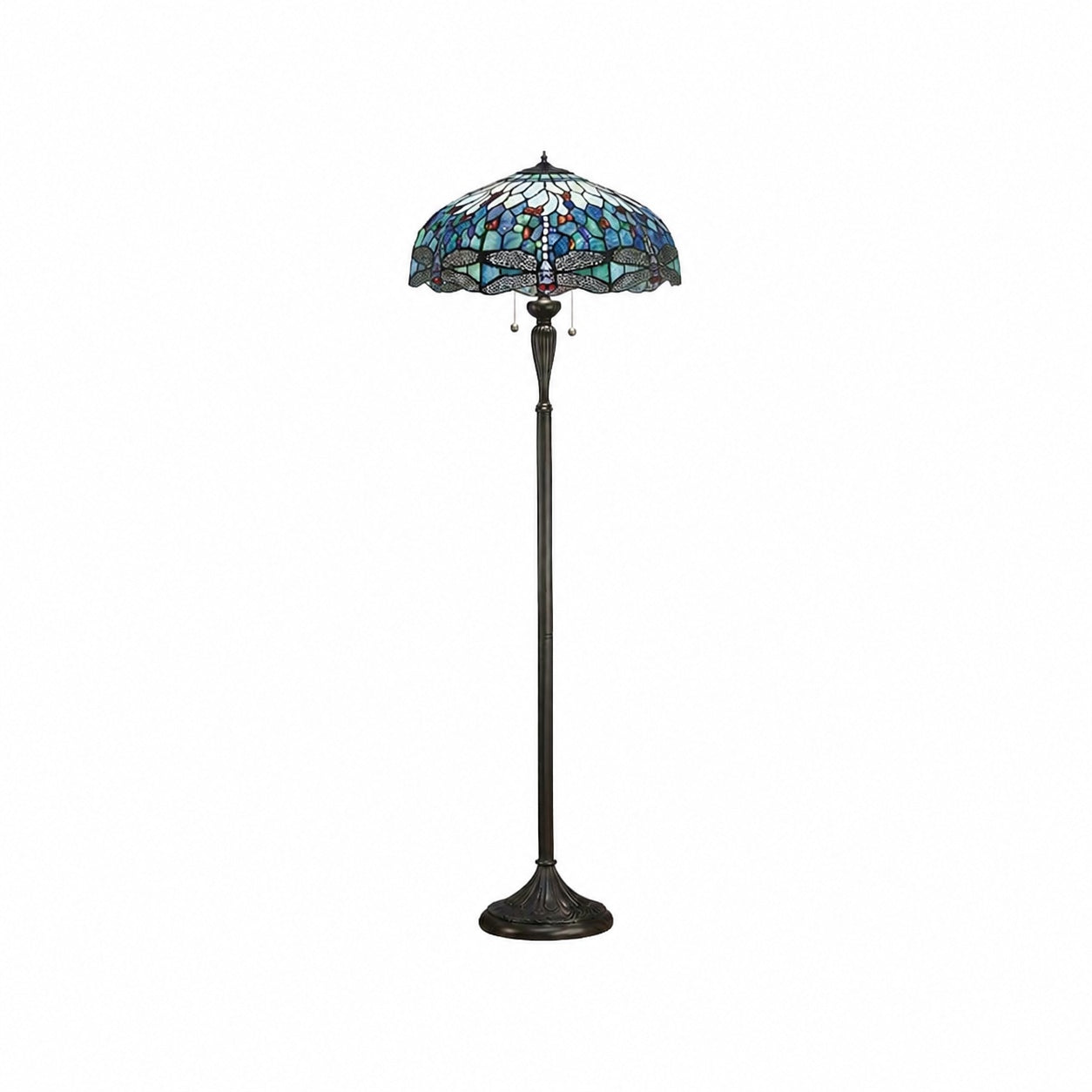 TF Dragonfly Motif Floor Lamp – Vintage Stained-Glass for Living Rooms