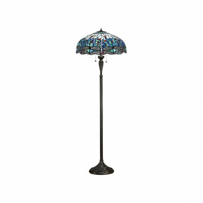 TF Dragonfly Motif Floor Lamp – Vintage Stained-Glass for Living Rooms