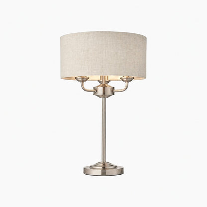 Tela Tischleuchte mit 1 oder 3 Leuchten – Modernes Leinen- und Metalldesign für Nachttisch oder Wohnzimmer