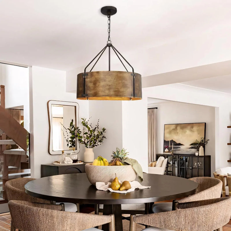 Antike Trommel-Pendelleuchte aus Messing – Vintage Industrieller Charme Loft Living