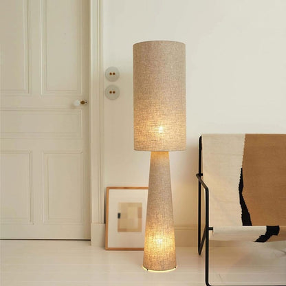 Rustikale zylindrische Leinen Stehlampe für Wohnzimmer