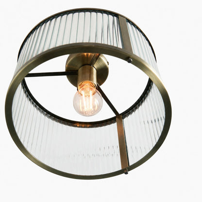 RibGlow Deckenleuchte aus geripptem Glas – Klassische Deckenleuchte zur flächenbündigen Montage für Wohnzimmer oder Flur