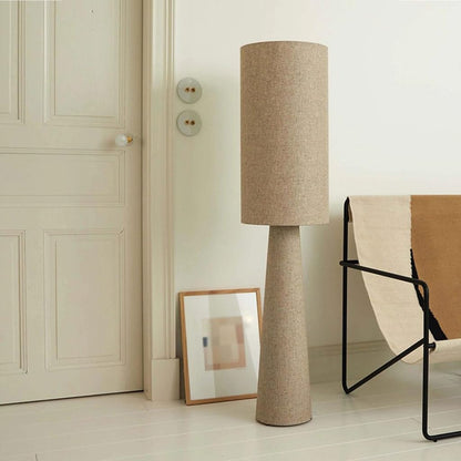 Rustikale zylindrische Leinen Stehlampe für Wohnzimmer
