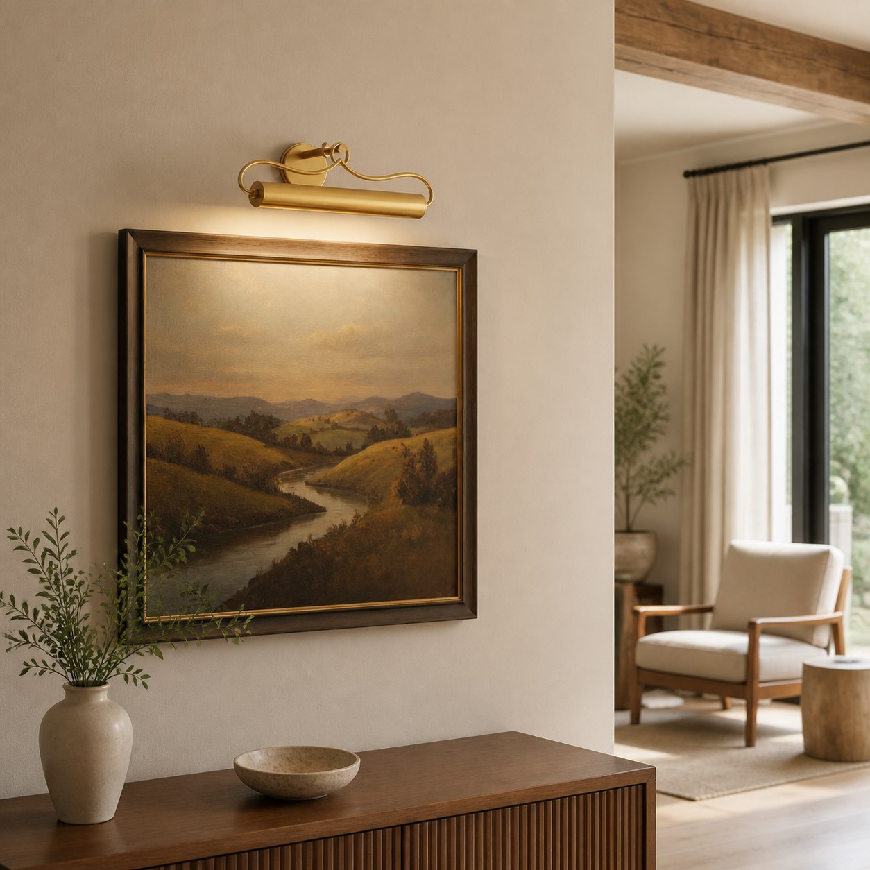 Aurix Picture Light Sconce with Curved Arm Design - Elegant Wall Lighting for Art and Living Spaces