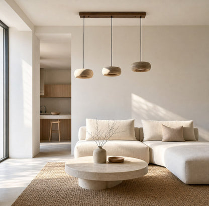 Travertine Drum Pendant Lamp