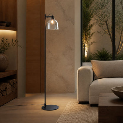 Readium Industrial Floor Lamp - Adjustable Glass Head Metal Base for Living Room and Bedroom