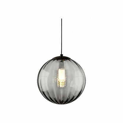 Lunorie Iron Metal Glass Globe Pendant Light – Sculpted Adjustable Pendant for Dining Spaces