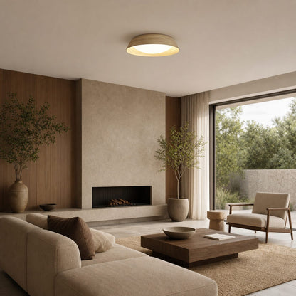 Bambori Japandi Style Bamboo Textured Ceiling Lamp - Natural Accent Light for Living Room