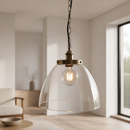 Novera Art Deco Kuppel-Hängeleuchte mit verstellbarer Höhe und Glasschirm - Wohnzimmer