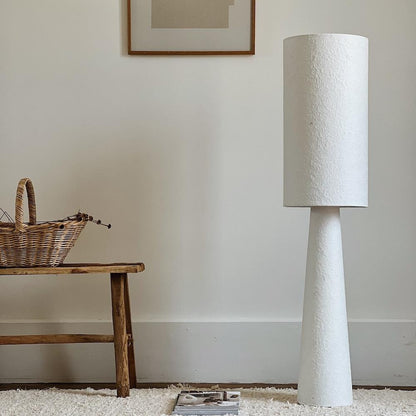 Rustikale zylindrische Leinen Stehlampe für Wohnzimmer