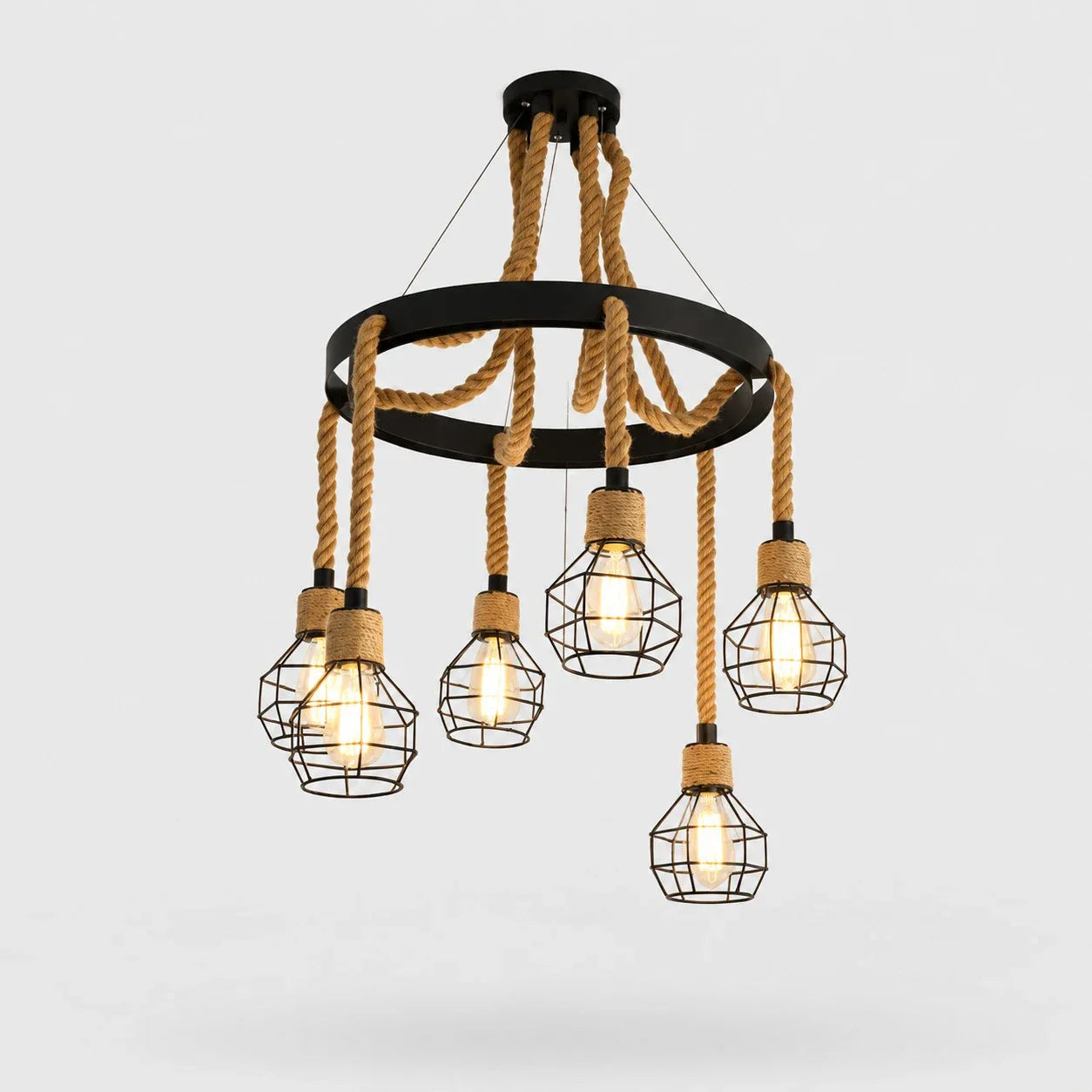Rustic farmhouse rope chandelier