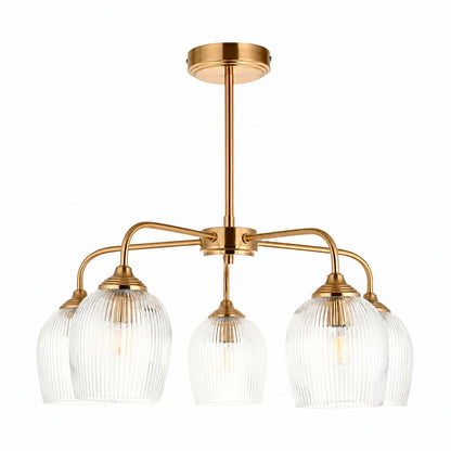 Brazara Multi-Light Glass Shade Pendant Lamp – Curved Metal Arms for Modern Homes