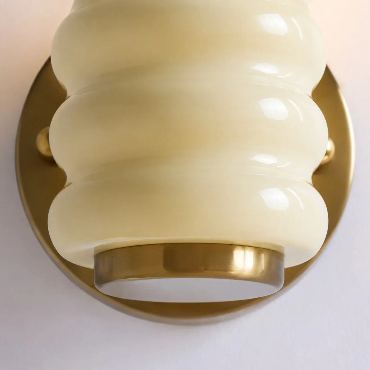 Close detail of cream ribbed shade