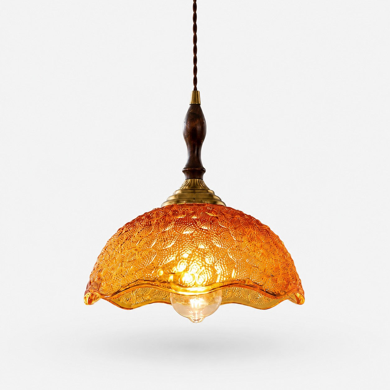 Vintage Scalloped Glass Pendant Light