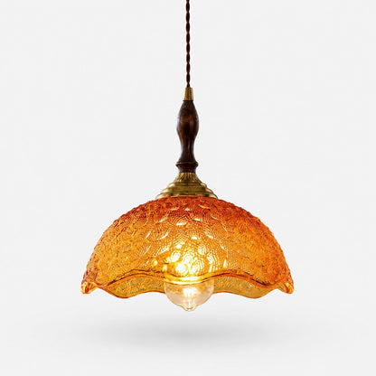 Vintage Scalloped Glass Pendant Light