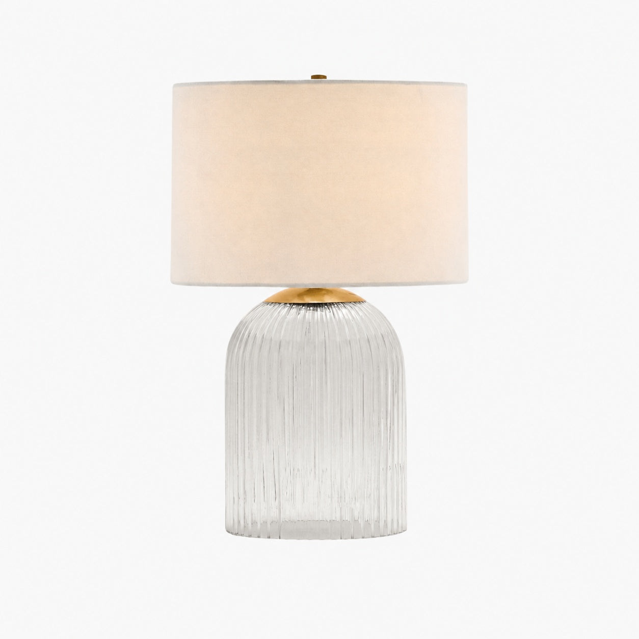 Bravira Strukturierte Glas Tischlampe mit klarer Leinen Schirm in zeitgemäßem Design für Wohnzimmer oder Homeoffice