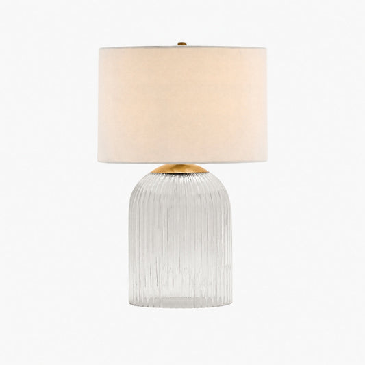 Bravira Ribbed Glass Table Lamp - Modern Lighting with Linen Shade
