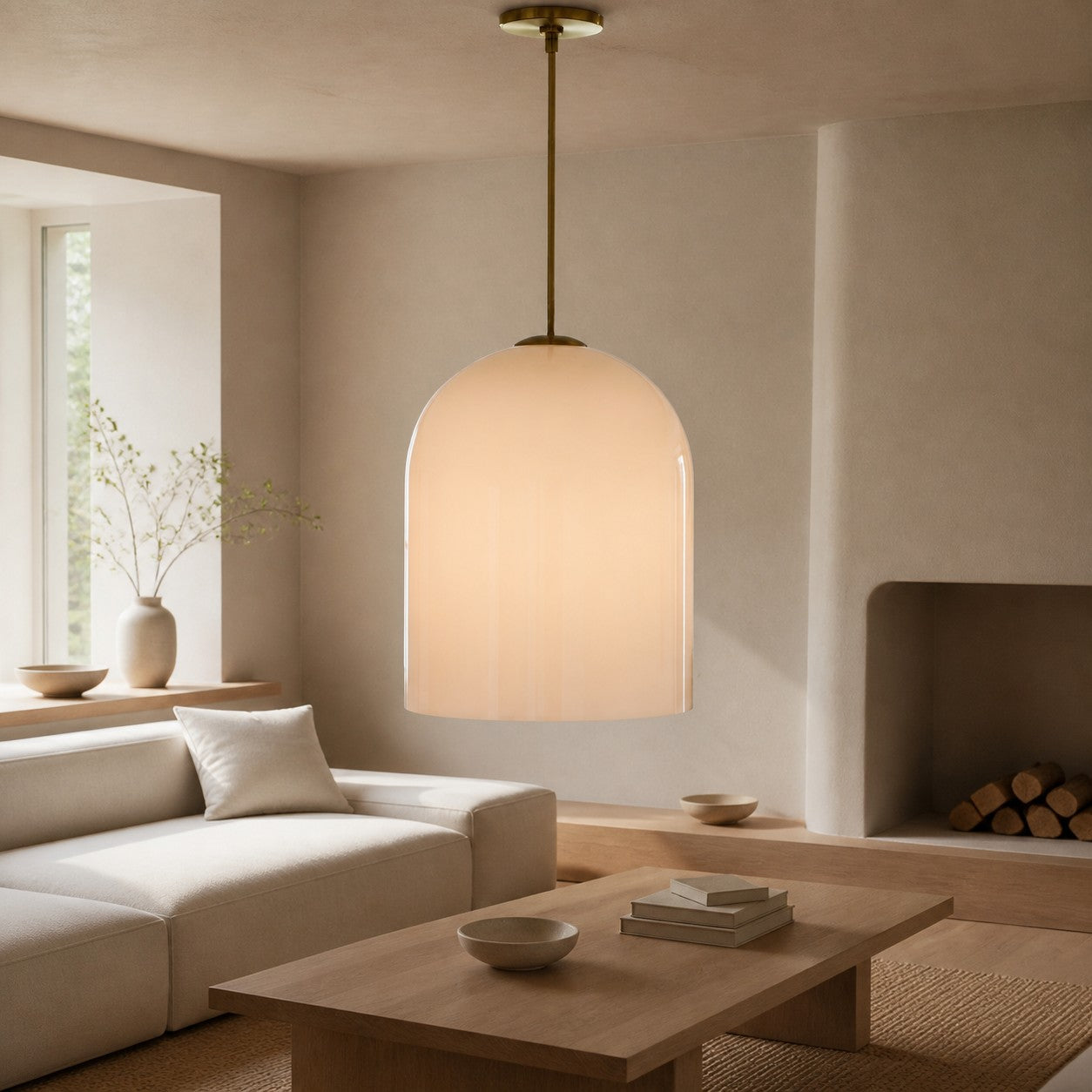 Vega Glas-Hängeleuchte in Champagner-Optik mit Eisenrahmen – Moderne Leuchte mit Glasschirm für Esszimmer oder Küche