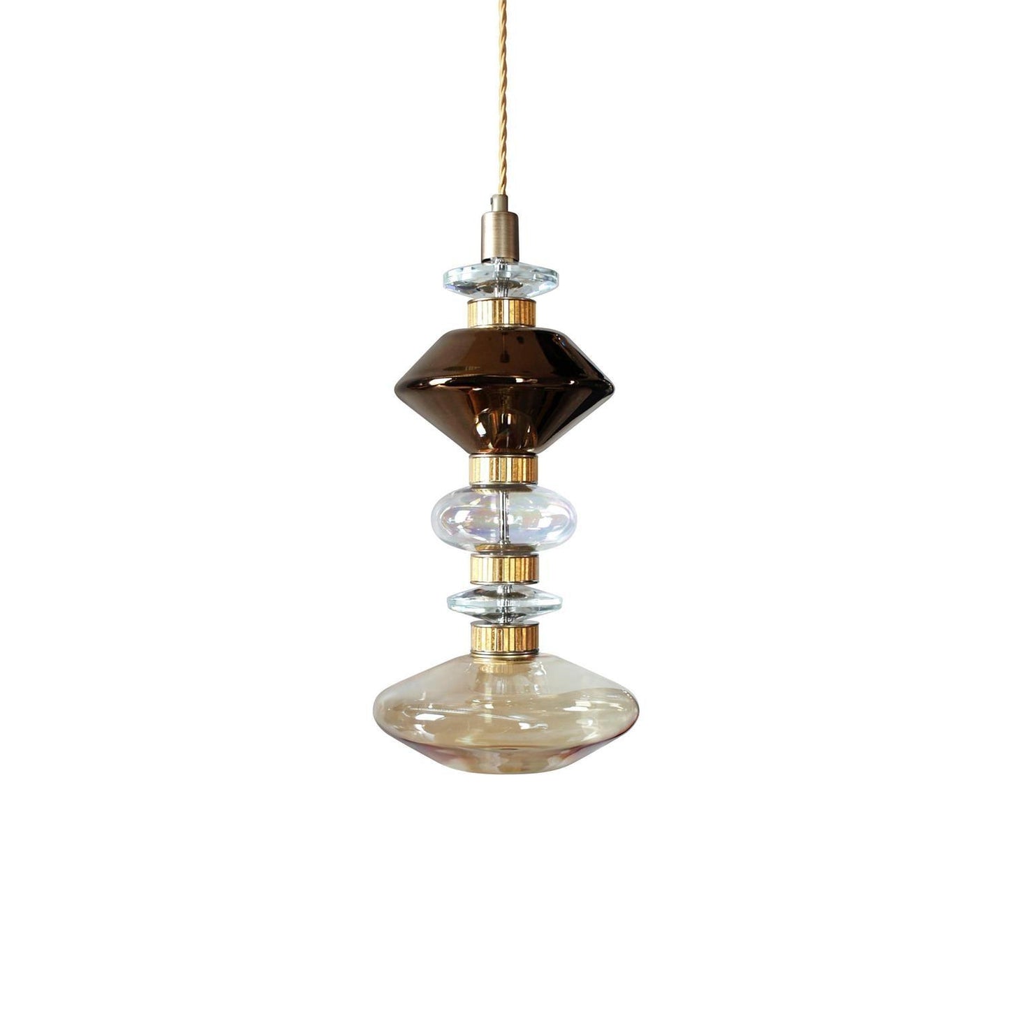 Minimalistische Ballett-Pendelleuchte - Eisen-Metall-Glas-Gold-Bernstein-Innenbeleuchtung