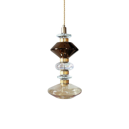 Minimalistische Ballett-Pendelleuchte - Eisen-Metall-Glas-Gold-Bernstein-Innenbeleuchtung