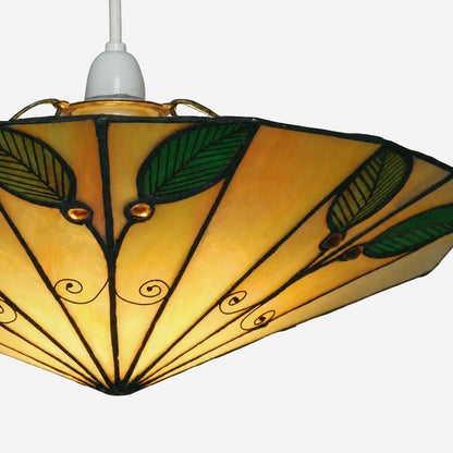 TF Harken Tiffany Style Leaf Pendant Shade Stained Glass Lamp Shade for Living Room and Bedroom