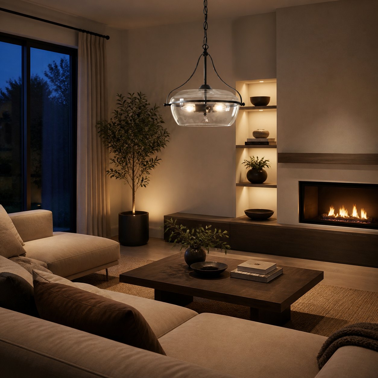 Lirra Glas-Pendelleuchte – Metallrahmen im Mid-Century-Modern-Stil für Küche und Wohnzimmer