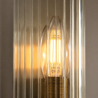 RibGlow Art Deco Ribbed Glass Wall Light - Vintage-Inspired Sconce for Living Room