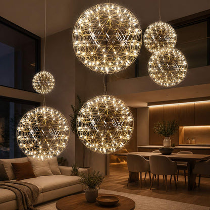 Silver Spark Ball Pendant Light