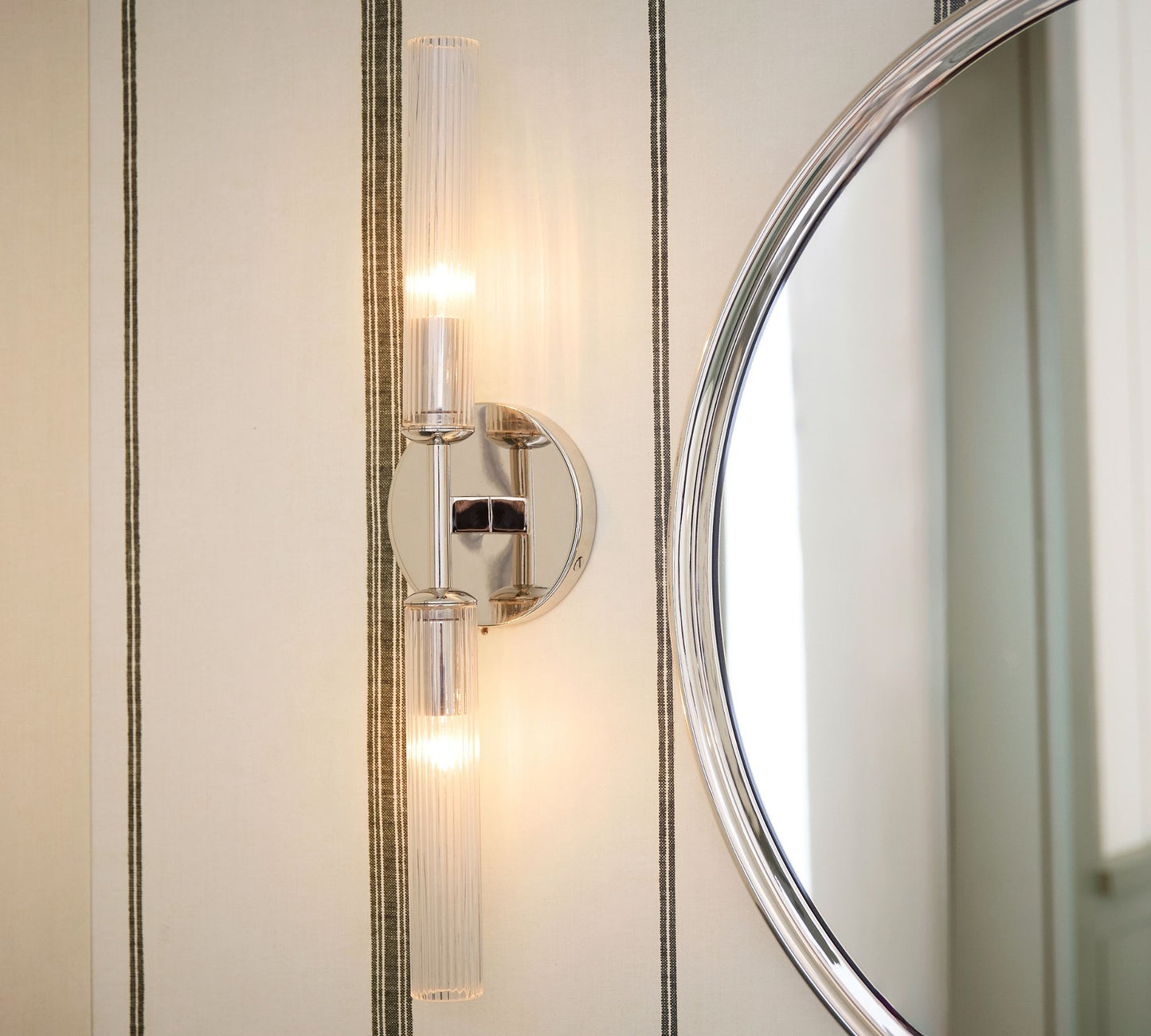 Bravira Ribbed Glass Wall Lamp - Tube Metal Light in Classic Finishes