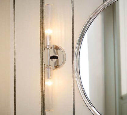 Bravira Ribbed Glass Wall Lamp - Tube Metal Light in Classic Finishes