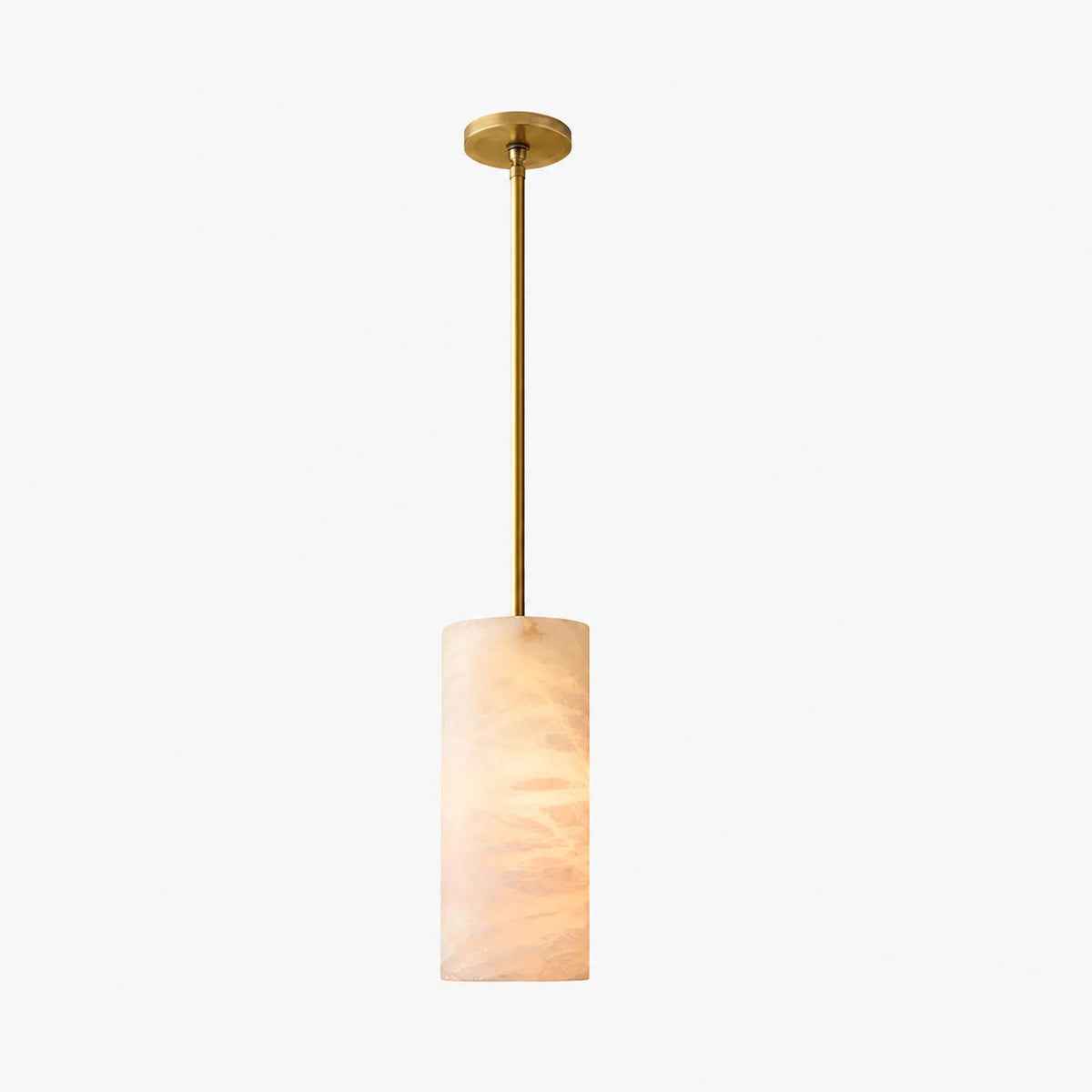 Hand Carved Alabaster Cylinder Pendant Light