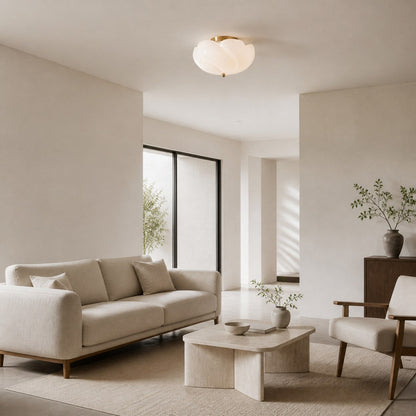 Modo Deckenleuchte – Minimalistischer Glasschirm mit elegantem Messingrahmen für Esszimmer oder Büro
