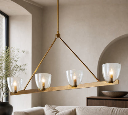 Auria Kronleuchter aus mundgeblasenem Glas und Metall – modernes Messingdesign