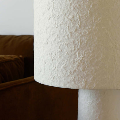 Rustikale zylindrische Leinen Stehlampe für Wohnzimmer