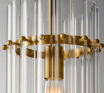 Lumora Kristall-Pendelleuchte – Elegantes Trommelmessing und geschliffenes Glas