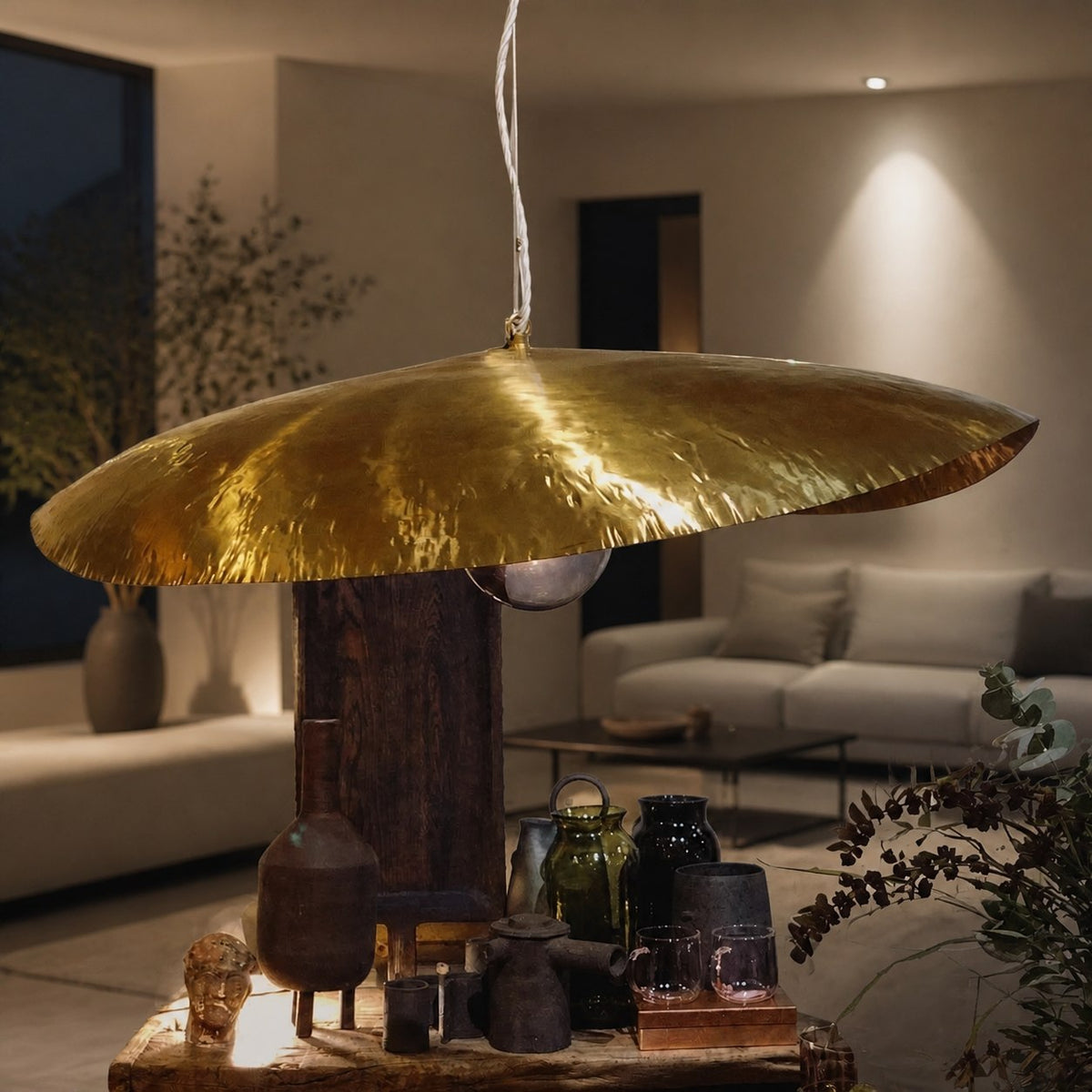 Hammered Brass Suspension Light