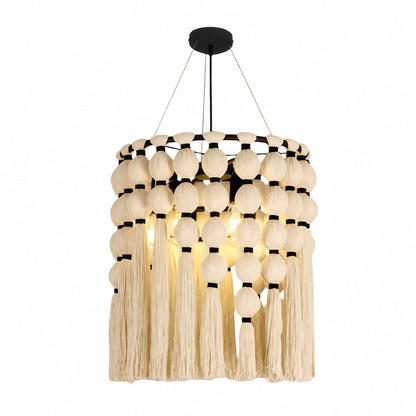 Modulune Modern Elegant Handmade Chandelier with White Cotton Fringe for Living Room