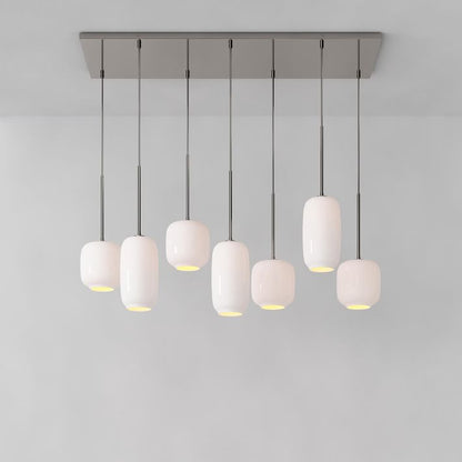 Lumivelle Sculptural 7-Light Chandelier – Adjustable Height Modern Glass Pendant