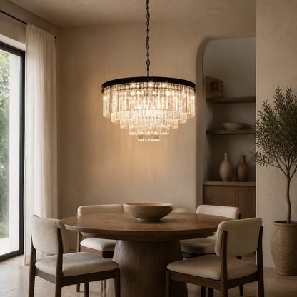 Aurevon Crystal Prism Metal Frame Modern Ceiling Chandelier for Home and Hotel