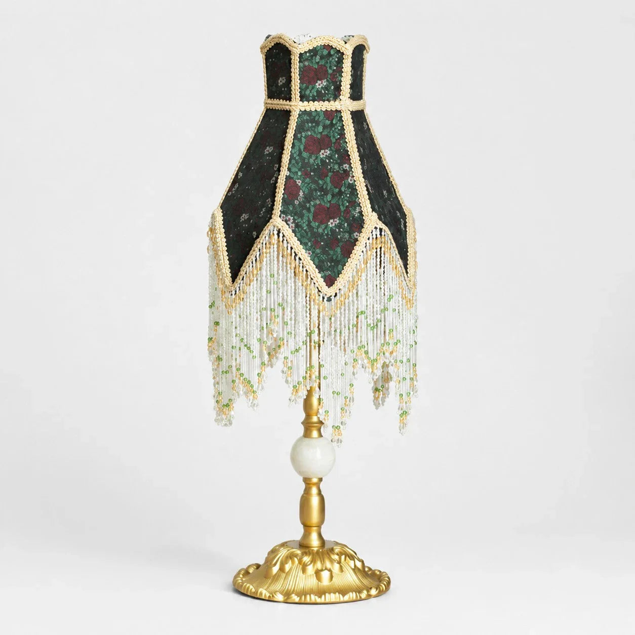 French vintage beaded fringe table lamp