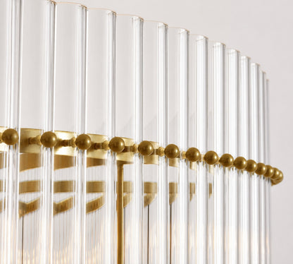 Lumora Kristall-Pendelleuchte – Elegantes Trommelmessing und geschliffenes Glas