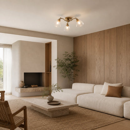 Novera Vintage-Inspired Semi-Flush Ceiling Fixture with Curved Arms for Living Spaces