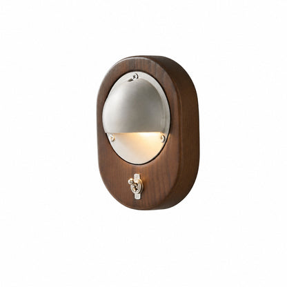 Ivoran Modern Wall Sconce - Ash Wood and Brass Spherical Lamp for Bedroom and Hallway