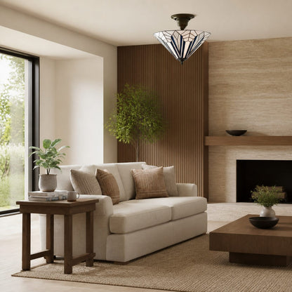 TF Astoria Dekorative Buntglas-Deckenleuchte – Art-Deco-Deckenleuchte für Eingangsbereiche und Lounges