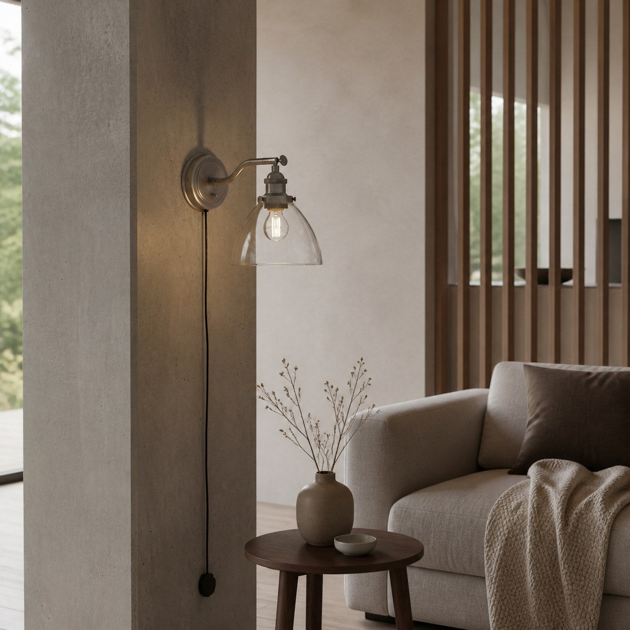 Novera Wall Light Collection – Glass Shade Finishes in Brass Silver Nickel Copper – Residential and Boutique Hospitality