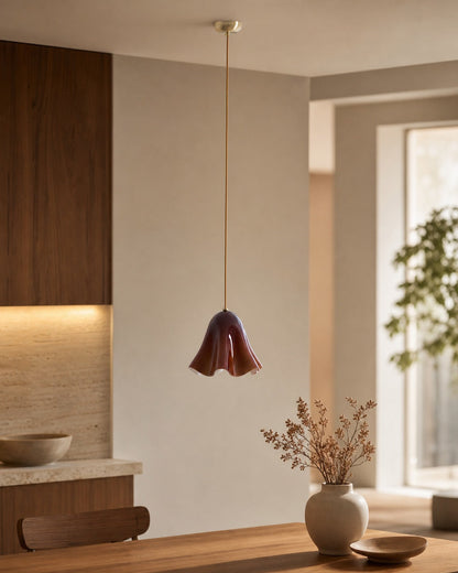 Bellina Artistic Glass Pendant Light - Modern Bloom Inspired Hanging Ceiling Lamp